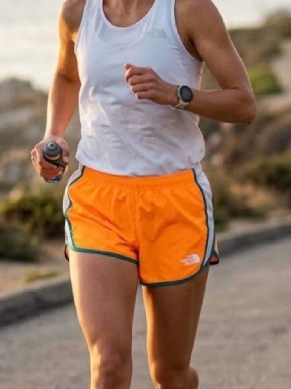 The North Face Womens Running Shorts Orange Flash Dry Pull-On Drawstring sz S